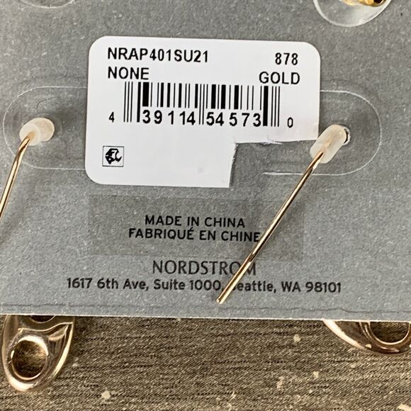 2 Pairs Nordstrom Rack Nickel Free Open Hoop Earrings Post Back Dangle Gold - Picture 4 of 7